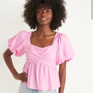 Puff sleeve babydoll blouse